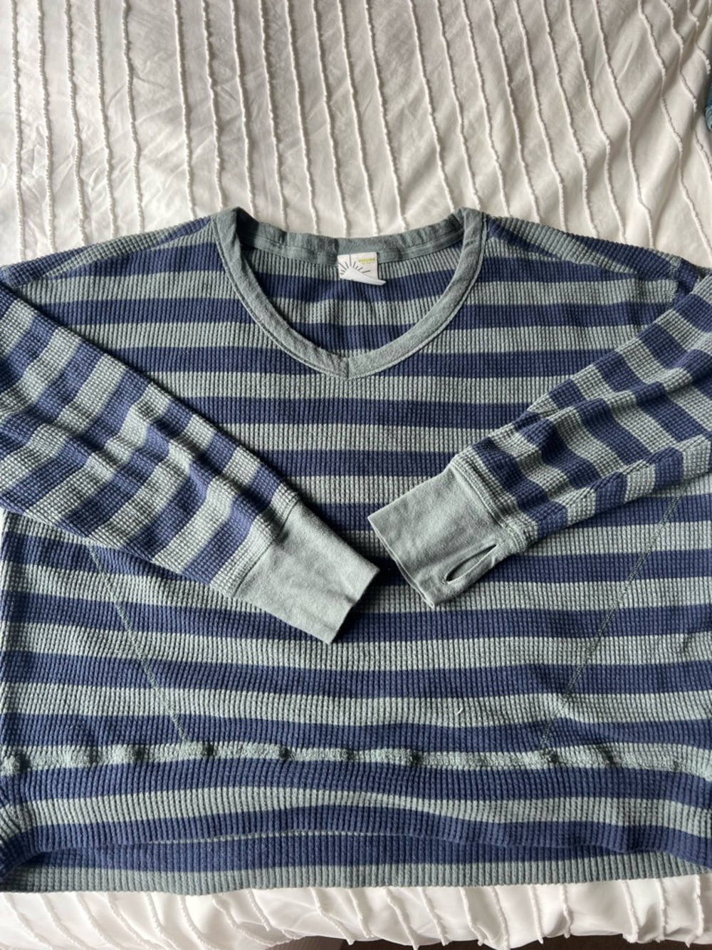 Striped Crewneck Sweater in Navy and Light Blue